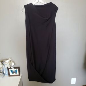 Veronique Miljkovitch Black Dress Womens Size Small Midi Minimalist Stretch